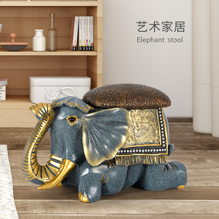 玄关摆件大象换鞋凳子创意，收纳凳储物凳客厅，茶几小凳子家居装饰品