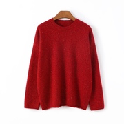 低调奢华 新年红色羊绒金丝针织毛衣女宽松显瘦百搭打底衫减龄