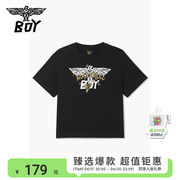 BOY童装短袖T恤老鹰印花logo烫金男女童柔软舒适K01007