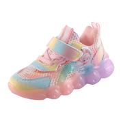 有灯光yjeg298儿童鞋带灯，透气春发光童鞋，夏的女童闪光动儿童运鞋