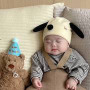 婴儿帽子春秋薄款可爱胎帽新生儿0-3-6个月男女宝宝护囱门套头帽