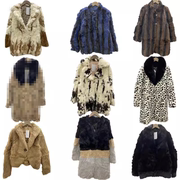vintage古着复古进口日本中古冬季整皮真羚羊毛，兔毛皮草外套p32