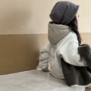 女童卫衣秋冬款加绒，2023儿童加厚洋气连帽大童冬季摇粒绒上衣