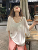 t恤女夏短袖2024夏季韩版中长款宽松加大码显瘦上衣圆领白色