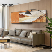 现代轻奢客厅装饰画餐厅横幅，手绘肌理油画抽象大气沙发背景墙挂画