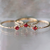 红宝石戒指镶钻女款小众精致简约冷淡风指环个性高级百搭玫瑰金