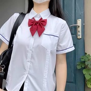 中学校服女款短袖衬衫2024风琴褶高中学生毕业班服男生基础款套装