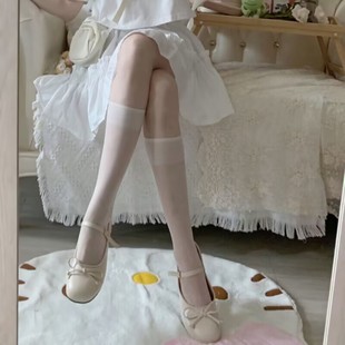 白色中筒丝袜女夏季薄款半截，袜日系纯欲潮jk黑色，袜子女透肉小腿袜