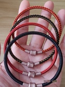 港版4mm粗防水钢丝绳手链情侣编织绳，本命年红手绳，3d转运珠皮绳女