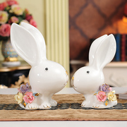 结婚礼物房间装饰品卧室小摆设个性客厅创意家居，兔子摆件现代简约
