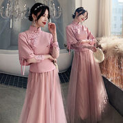 中式伴娘服伴娘礼服长款优雅气质平时可穿团中式复古改良旗袍