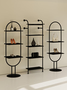 服装店鞋架展示架落地式专用女装黑色陈列架多层靠墙包包置物架子