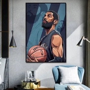 NBA球星diy数字画无框定制黑色外框自己手绘填色丙烯涂色简约填充