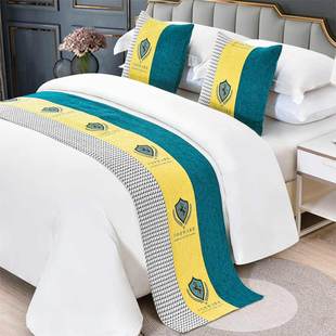 床尾巾酒店床上用品欧式轻奢北欧家用宾馆床搭高档奢华床旗床盖垫