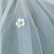 速发公主小头纱儿童短款丝带蝴蝶结彩珠花朵新娘领证登记写真婚纱