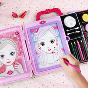 生日礼物儿童套装女孩玩具的绘画美妆箱盒彩妆盒，公主巴涂色比娃娃