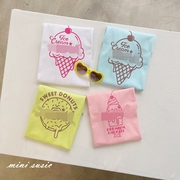 100-150日系男女童潮童冰淇淋色纯棉短袖T恤