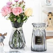 花瓶玻璃花瓶摆件干花仿真花绿萝富贵竹插花瓶客厅彩色大小号透明