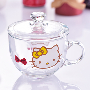 韩版hellokitty凯蒂猫创意，家用耐热玻璃水杯花茶杯，牛奶杯卡通杯子