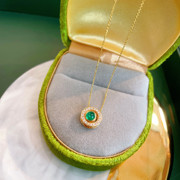18k百变趣味转运珠钻石，蛋面祖母绿钻石，项链女款送闺蜜生日礼