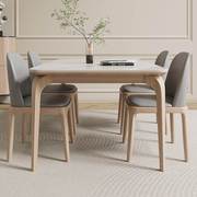 奶油风岩板餐桌2023现代简约轻奢家用小户型实木餐桌椅子组合