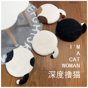 猫咪睡觉垫夏天可爱圆形，四季通用猫窝垫子，宠物毯子猫笼垫毛绒地垫