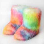 欧美长筒靴子女冬季保暖厚度防滑涩谷毛毛靴子中筒个性时尚雪