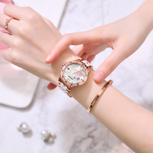 瑞士斯诺威登名牌手表女机械表全自动时尚陶瓷女士手表