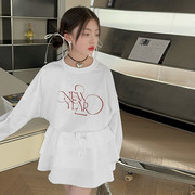 女童韩版宽松绣花字母长袖短裙套装2024春童装卫衣半身裙套装
