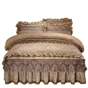 高档欧式夹棉床裙四件套天鹅绒蕾丝床套床罩被套加厚保暖冬季床上
