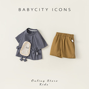 宝宝夏季套装男宝短袖t恤两件套小童休闲夏装，幼儿洋气衣服外出服