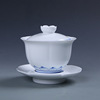 手绘莲花青花瓷盖碗茶杯手工，复古白瓷功夫，茶具泡茶碗三才大号茶碗