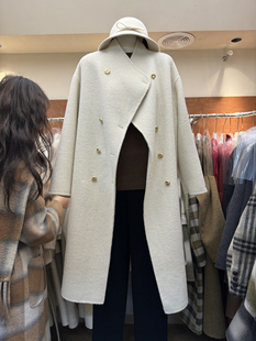 十三行冬季韩版宽松双排扣设计名媛气质百搭双面羊绒大衣外套