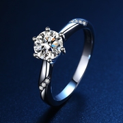 美国进口莫桑石1克拉925纯银戒指钻戒求婚结婚豪华婚戒男女对戒