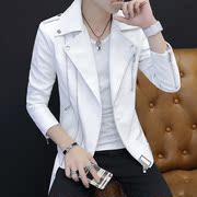 青少年时尚个性秋装男非主流，帅气双拉链，皮衣夹克修身机车服男装潮