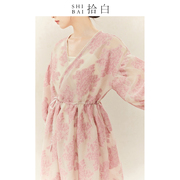 SHIBAI拾白春夏新中式连衣裙原创国风女装粉色日常通勤温柔优雅裙