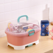 婴儿奶瓶收纳盒便携式宝宝餐具储存盒沥水防尘晾干架奶粉盒0115f