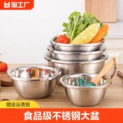304不锈钢盆食品级家用厨房，和面盆洗菜烘焙盆子，汤盆不绣钢圆形