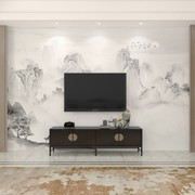 新中式茶室背景墙装饰壁画墙布客厅电视墙纸书房墙布卧室山水壁画