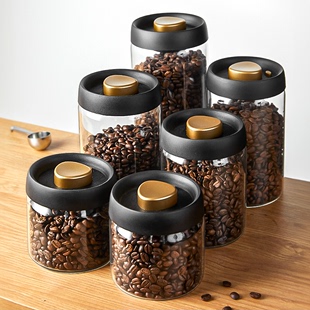 咖啡豆保存罐食品级真空玻璃咖啡粉密封罐储存罐花茶叶收纳储物罐