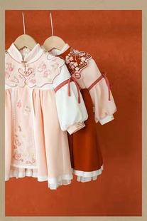 一周岁女宝宝女童连衣裙汉服，春秋长袖超仙古风，喜庆生日礼服公主裙