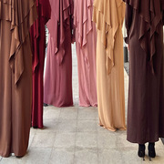 中东阿拉伯迪拜加头巾，两件套连衣长裙印尼，旅游长袍longdress