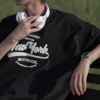 禾子先生夏季男生短袖T恤发泡印花设计感240g纯棉bf风半袖体恤潮