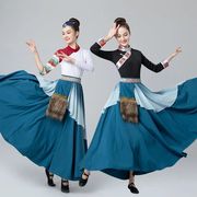 少数女长裙服装表演服广场舞民族成人，女藏族舞蹈演出服装夏