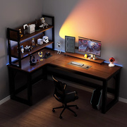 转角电脑桌双人台式家用拐角式书桌书架组合办公室L型办公小桌子