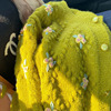 重工高级感欧货手工刺绣，立体花羊绒，牛油果绿色古着毛衣外套开衫女