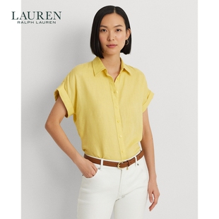 Lauren/拉夫劳伦女装 24年夏宽松版亚麻蝙蝠袖衬衫RL62044