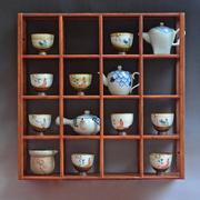 茶杯架子挂墙上实木花梨红木壁茶道置物展示小功夫茶具收纳博古架