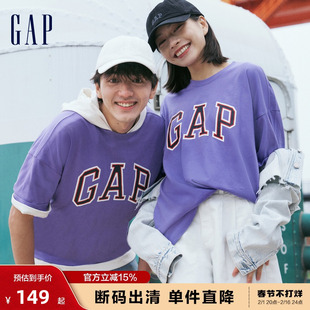 断码Gap男女美式LOGO纯棉亲肤短袖T恤688537夏季情侣上衣