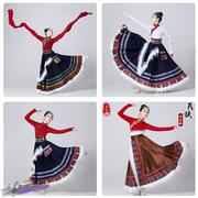 儿童藏族舞蹈演出服女童民族古典大摆裙练习半身裙水袖上衣练功服